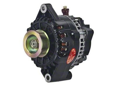 Powermaster 6G Style Small Frame Straight Mount Alternator with 6-Groove Pulley; 155 Amp; Black (01-04 Mustang V6; 03-04 Mustang Cobra)