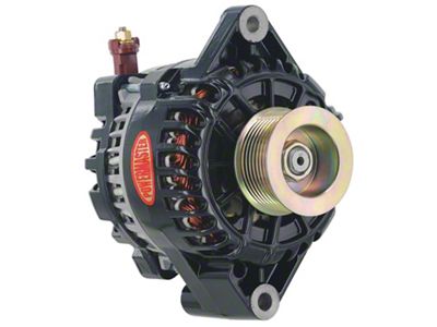 Powermaster 6G Style Small Frame Straight Mount Alternator with 8-Groove Pulley; 155 Amp; Black (03-04 Mustang Cobra)