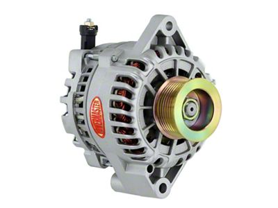 Powermaster 6G Style Small Frame Straight Mount Alternator with 6-Groove Pulley; 155 Amp; Natural (03-04 Mustang Cobra)