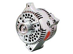 Powermaster 6G Style Small Frame V Mount Alternator with 6-Groove Pulley; 140 Amp; Polished (99-04 Mustang GT, Cobra, Mach 1)