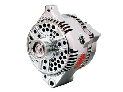 Powermaster 6G Style Small Frame V Mount Alternator with 6-Groove Pulley; 140 Amp; Polished (99-04 Mustang GT, Cobra, Mach 1)