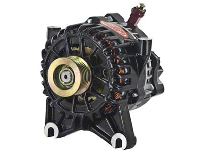 Powermaster 6G Style Small Frame V Mount Alternator with 6-Groove Pulley; 155 Amp; Black (99-04 Mustang GT, Cobra, Mach 1)