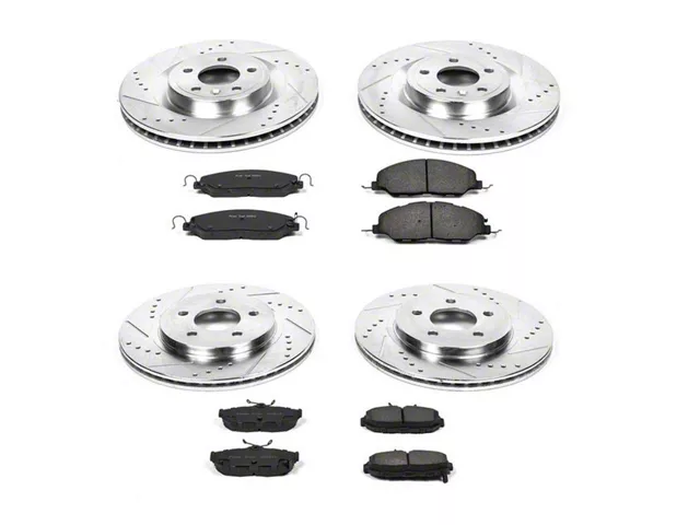 PowerStop Z23 Evolution Sport Brake Rotor and Pad Kit; Front and Rear (11-14 Mustang GT w/o Performance Pack)