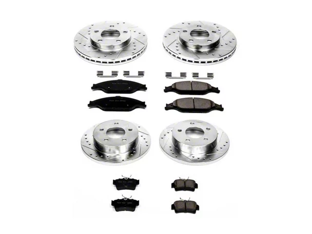 PowerStop Z23 Evolution Sport Brake Rotor and Pad Kit; Front and Rear (99-04 Mustang GT, V6)