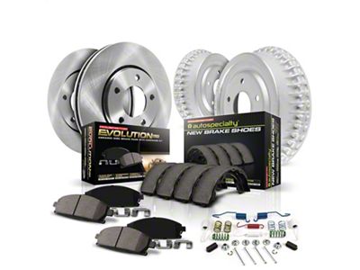 PowerStop OE Replacement Brake Rotor, Drum and Pad Kit; Front and Rear (94-97 Camaro w/ Rear Drum Brakes)