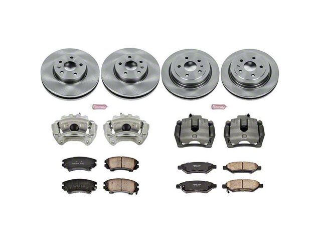 PowerStop OE Replacement Brake Rotor, Pad and Caliper Kit; Front and Rear (10-15 Camaro LS, LT)