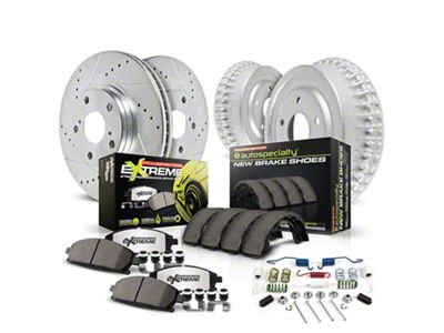 PowerStop Z26 Street Warrior Brake Rotor, Drum and Pad Kit; Front and Rear (94-97 Camaro w/ Rear Drum Brakes)