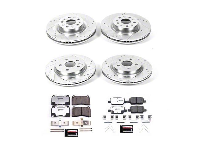 PowerStop Z26 Street Warrior Brake Rotor and Pad Kit; Front and Rear (21-24 Camaro LT1)