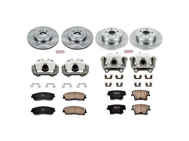 PowerStop OE Replacement Brake Rotor, Pad and Caliper Kit; Front and Rear (09-11 Challenger SE w/ Single Piston Front Calipers)