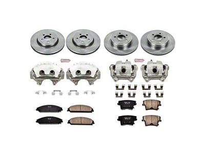 PowerStop OE Replacement Brake Rotor, Pad and Caliper Kit; Front and Rear (12-20 Challenger GT, R/T, Rallye Redline, SXT & T/A w/ Dual Piston Front Calipers)