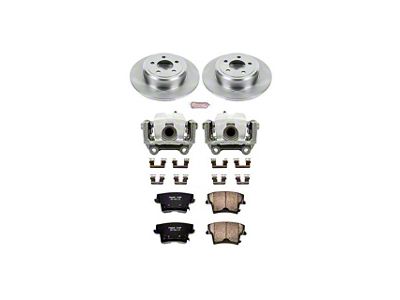 PowerStop OE Replacement Brake Rotor, Pad and Caliper Kit; Rear (09-20 RWD Challenger SE & SXT w/ Single Piston Front Calipers & Solid Rear Rotors)