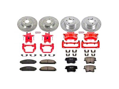 PowerStop Z23 Evolution Sport Brake Rotor, Pad and Caliper Kit; Front and Rear (12-20 Challenger GT, R/T, Rallye Redline, SXT & T/A w/ Dual Piston Front Calipers)