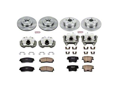 PowerStop OE Replacement Brake Rotor, Pad and Caliper Kit; Front and Rear (06-11 RWD V6 Charger w/ Single Piston Front Calipers)