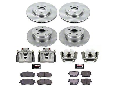 PowerStop OE Replacement Brake Rotor, Pad and Caliper Kit; Front and Rear (12-20 RWD V6 Charger w/ Single Piston Front Calipers)