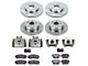 PowerStop OE Replacement Brake Rotor, Pad and Caliper Kit; Front and Rear (12-20 RWD V6 Charger w/ Single Piston Front Calipers)
