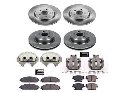 PowerStop OE Replacement Brake Rotor, Pad and Caliper Kit; Front and Rear (06-10 Charger Daytona R/T & SE w/ Dual Piston Front Calipers; 2011 5.7L HEMI Charger SE)