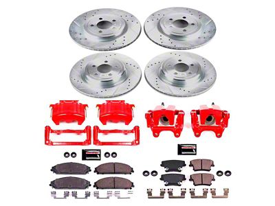 PowerStop Z23 Evolution Sport Brake Rotor, Pad and Caliper Kit; Front and Rear (06-10 Charger Daytona R/T & SE w/ Dual Piston Front Calipers; 2011 5.7L HEMI Charger SE)