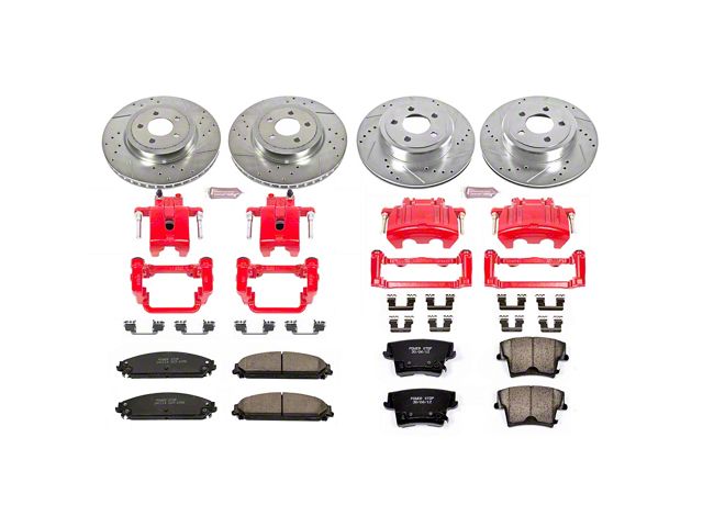 PowerStop Z23 Evolution Sport Brake Rotor, Pad and Caliper Kit; Front and Rear (06-11 Charger AWD SXT, R/T & SE w/ Dual Piston Front Calipers)