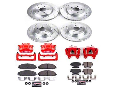 PowerStop Z23 Evolution Sport Brake Rotor, Pad and Caliper Kit; Front and Rear (12-14 Charger Pursuit; 12-13 5.7L HEMI Charger SE)