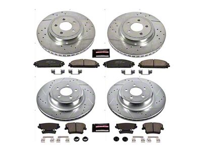 PowerStop Z23 Evolution Sport Brake Rotor and Pad Kit; Front and Rear (12-14 Charger Pursuit; 06-10 Daytona R/T & SE w/ Dual Piston Front Calipers; 11-13 5.7L HEMI Charger SE)
