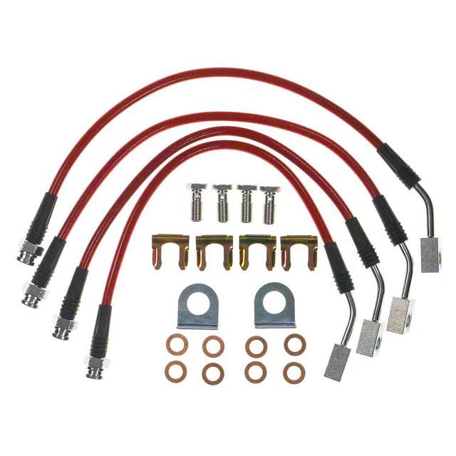 PowerStop Corvette Stainless Steel Braided Brake Hoses; Front and Rear