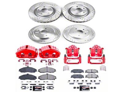 PowerStop Z23 Evolution Brake Rotor, Pad and Caliper Kit; Front and Rear (05-13 Corvette C6 Base w/ Standard Brake Package & w/o Corvette Logo On Calipers)