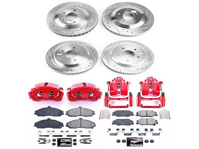 PowerStop Z23 Evolution Brake Rotor, Pad and Caliper Kit; Front and Rear (97-04 Corvette C5 w/o Corvette Logo On Calipers)