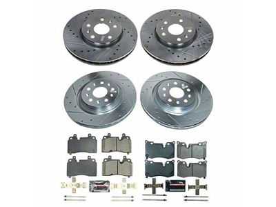 PowerStop Z23 Evolution Sport Brake Rotor and Pad Kit; Front and Rear (20-24 Corvette C8 Stingray w/o Z51 Brake Package)