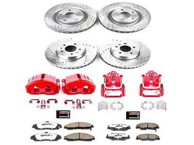 PowerStop Z26 Street Warrior Brake Rotor, Pad and Caliper Kit; Front and Rear (05-13 Corvette C6 Base w/ Standard Brake Package & w/o Corvette Logo On Calipers)