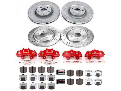 PowerStop Z26 Street Warrior Brake Rotor, Pad and Caliper Kit; Front and Rear (06-13 Corvette C6 427, Grand Sport, Z06 w/o Z07 Brake Package)