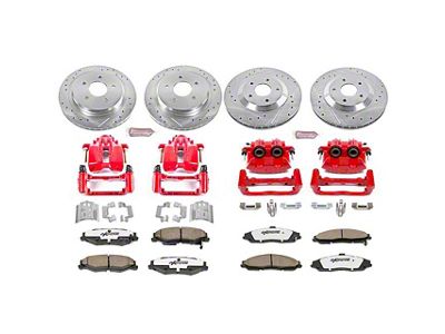 PowerStop Z26 Street Warrior Brake Rotor, Pad and Caliper Kit; Front and Rear (97-04 Corvette C5 w/ Corvette Logo On Calipers)