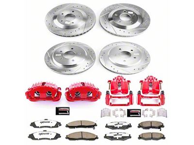 PowerStop Z26 Street Warrior Brake Rotor, Pad and Caliper Kit; Front and Rear (97-04 Corvette C5 w/o Corvette Logo On Calipers)