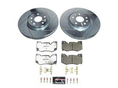 PowerStop Z26 Street Warrior Brake Rotor and Pad Kit; Front (20-24 Corvette C8 Stingray w/ Z51 Brake Package)