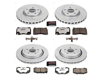 PowerStop Z26 Street Warrior Brake Rotor and Pad Kit; Front and Rear (17-19 Corvette C7 Stingray w/ Standard JL9 Brake Package)