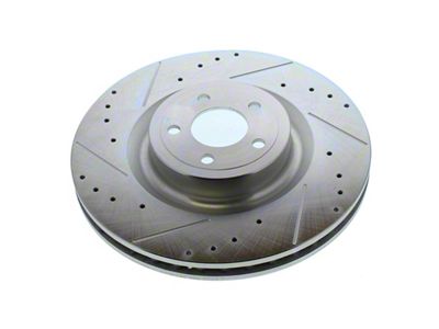 PowerStop Evolution Cross-Drilled and Slotted Rotor; Front Driver Side (15-23 Mustang GT w/ Performance Pack)