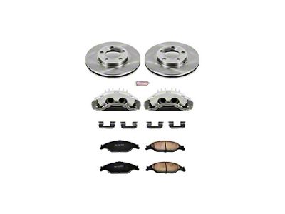 PowerStop OE Replacement Brake Rotor, Pad and Caliper Kit; Front (99-02 Mustang GT, V6)