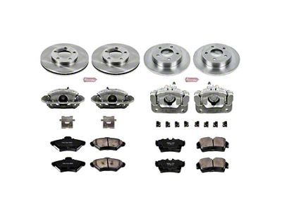 PowerStop OE Replacement Brake Rotor, Pad and Caliper Kit; Front and Rear (94-98 Mustang GT, V6)