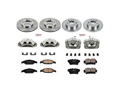 PowerStop OE Replacement Brake Rotor, Pad and Caliper Kit; Front and Rear (99-02 Mustang GT, V6)