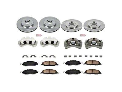 PowerStop OE Replacement Brake Rotor, Pad and Caliper Kit; Front and Rear (05-10 Mustang GT)