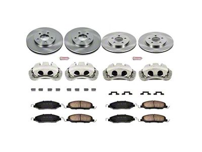 PowerStop OE Replacement Brake Rotor, Pad and Caliper Kit; Front and Rear (05-10 Mustang V6)