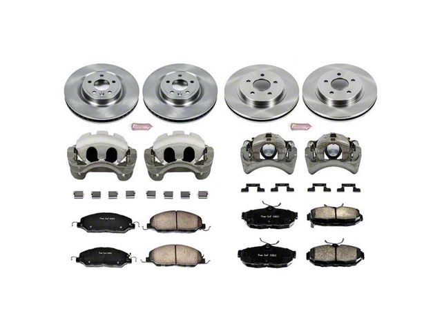PowerStop OE Replacement Brake Rotor, Pad and Caliper Kit; Front and Rear (11-14 Mustang GT w/o Performance Pack, V6)