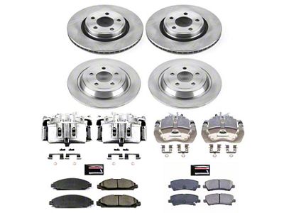 PowerStop OE Replacement Brake Rotor, Pad and Caliper Kit; Front and Rear (15-23 Mustang EcoBoost w/o Performance Pack, V6)