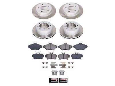 PowerStop Semi-Coated Brake Rotor and Pad Kit; Front and Rear (94-98 Mustang GT)