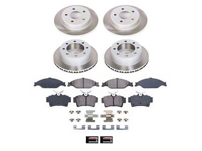 PowerStop Semi-Coated Brake Rotor and Pad Kit; Front and Rear (99-04 Mustang GT, V6)