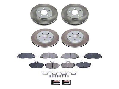 PowerStop Semi-Coated Brake Rotor and Pad Kit; Front and Rear (05-10 Mustang V6)