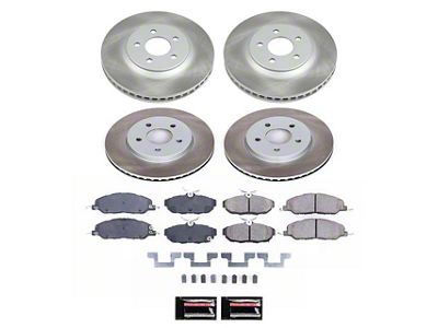 PowerStop Semi-Coated Brake Rotor and Pad Kit; Front and Rear (11-14 Mustang V6)