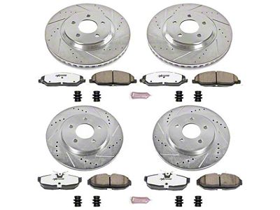 PowerStop Z26 Street Warrior Brake Rotor and Pad Kit; Front and Rear (05-10 Mustang GT)