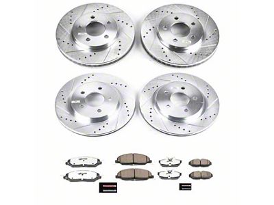 PowerStop Z26 Street Warrior Brake Rotor and Pad Kit; Front and Rear (05-10 Mustang V6)