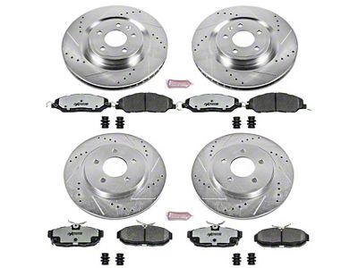 PowerStop Z26 Street Warrior Brake Rotor and Pad Kit; Front and Rear (11-14 Mustang GT w/o Performance Pack)