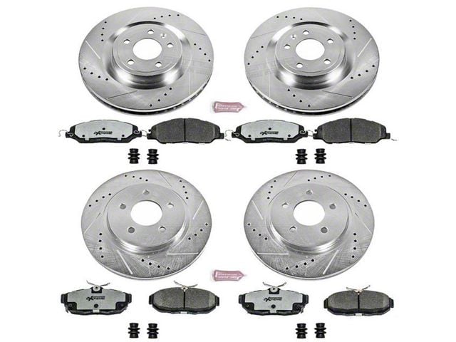 PowerStop Z26 Street Warrior Brake Rotor and Pad Kit; Front and Rear (11-14 Mustang GT w/o Performance Pack)